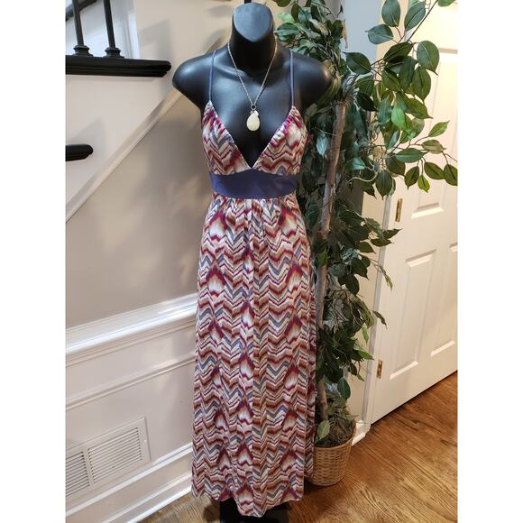 BCBGeneration Maxi Dress Women XS Multi Printed Lined Sleeveless Spaghetti Strap - Picture 1 of 13